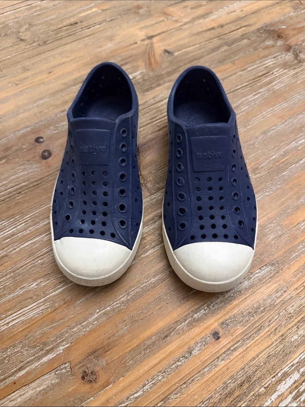 Native Kids Water Shoe Slip-On in Navy and White